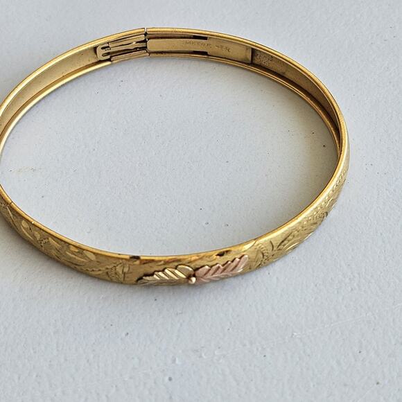 Vintage 14K GF Bangle Bracelet Black Hills Gold Leaves Clusters - Main Image